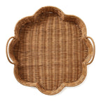 Flower-Shaped Woven Serving Tray with Handles – Decorative Organizer Tray for Coffee Table, Breakfast & Home-cc-092004