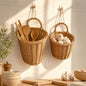 Handwoven Wicker Wall Hanging Basket with Handle, Rustic Hanging Woven Storage Basket for Kitchen, Farmhouse Wall Decor & Dried Flower Display -ZENG-091606