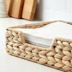Woven Napkin Holder Basket – Square Tabletop Tissue & Paper Napkin Organizer with Metal Frame for Kitchen & Dining Table-cc-092005