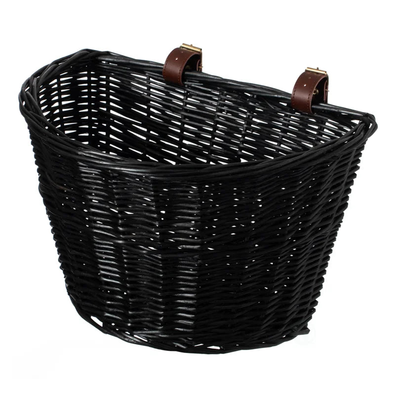 Hand-woven rattan front bicycle basket-sturdy and attractive