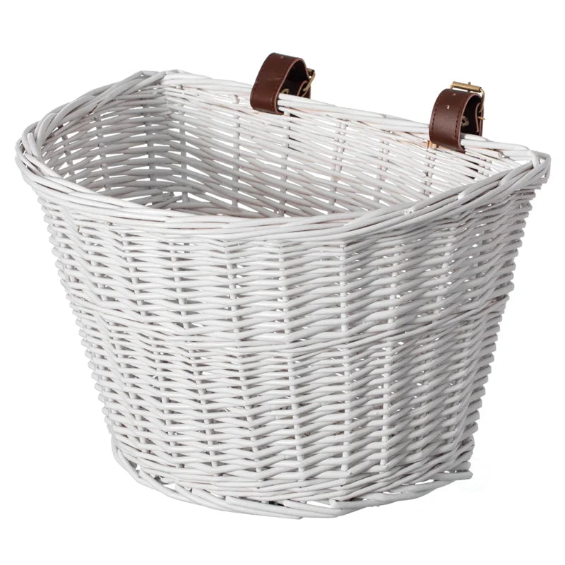 Hand-woven rattan front bicycle basket-sturdy and attractive