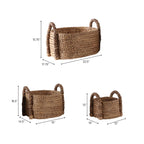 Cesta decorativa tejida ovalada con asas - Almacenamiento dom�stico multiusos y