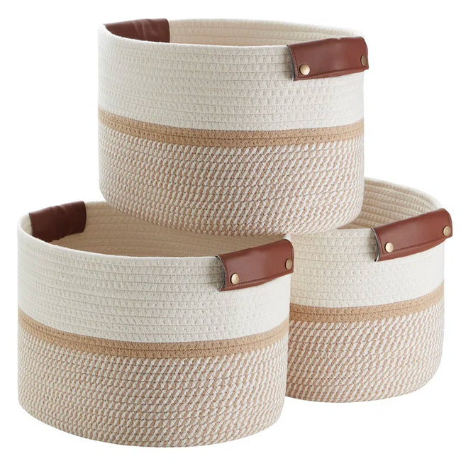 Cesta decorativa rectangular de tela para almacenamiento (juego de 3) Hover Image