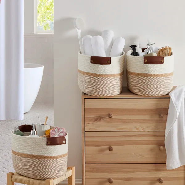 Cesta decorativa rectangular de tela para almacenamiento (juego de 3)