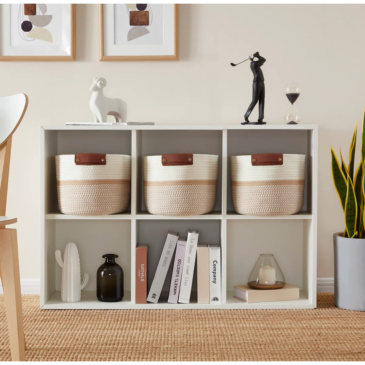 Cesta decorativa rectangular de tela para almacenamiento (juego de 3)
