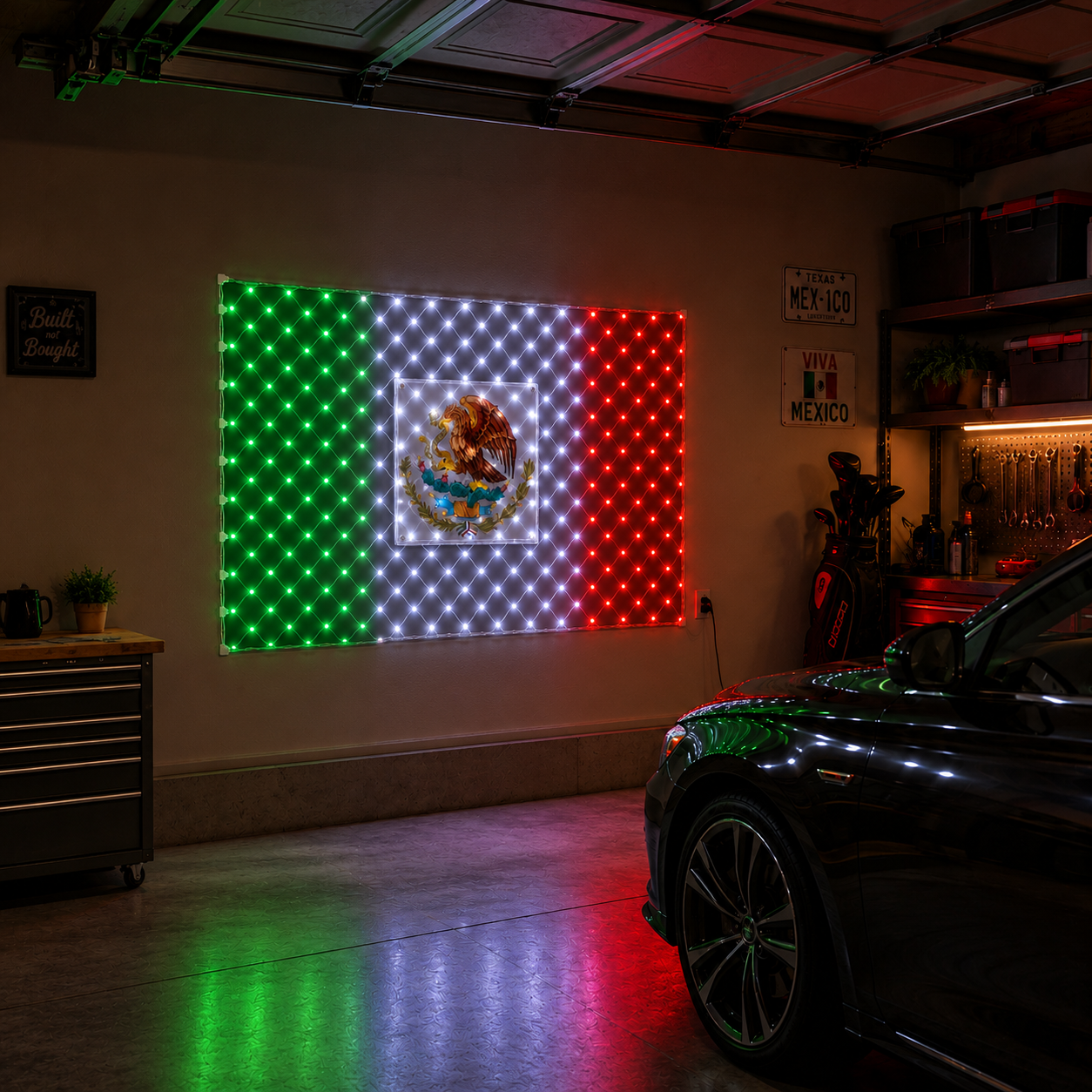 Mexico Tricolor LED Flag Lights