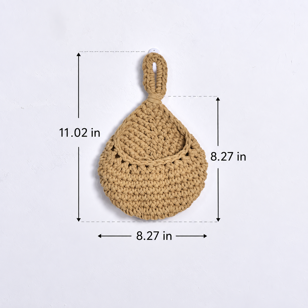 Handwoven Hanging Wall Basket – Boho Woven Planter & Decorative Storage Basket for Flowers, Plants and Home Decor-cc-091806