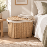 Wicker Laundry Hamper with Lid – Large Woven Storage Basket with Handles for Clothes, Blankets & Toys-cc-092402