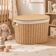 Wicker Laundry Hamper with Lid – Large Woven Storage Basket with Handles for Clothes, Blankets & Toys-cc-092402