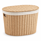 Wicker Laundry Hamper with Lid – Large Woven Storage Basket with Handles for Clothes, Blankets & Toys-cc-092402