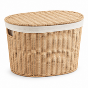 Wicker Laundry Hamper with Lid – Large Woven Storage Basket with Handles for Clothes, Blankets & Toys-cc-092402