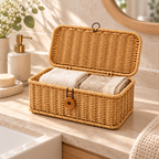 Wicker Storage Baskets with Lids – Rattan Organizer Boxes for Toys, Clothes & Home Storage-cc-092403