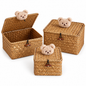 Cute Wicker Storage Baskets with Lids – Bear Decor Organizer Boxes for Toys, Accessories & Bedroom-cc-092404