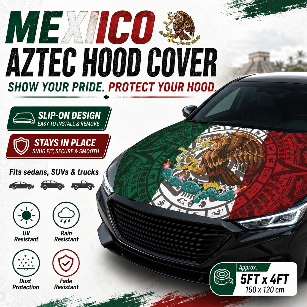 Mexican Flag Aztec Hood Cover