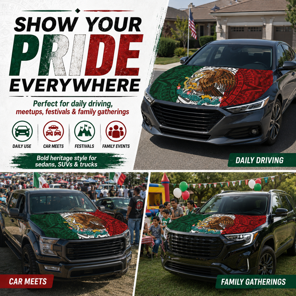 Mexican Flag Aztec Hood Cover