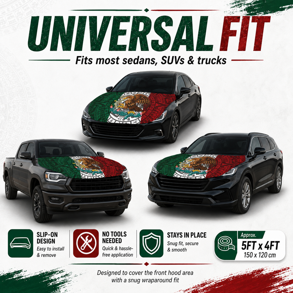 Mexican Flag Aztec Hood Cover