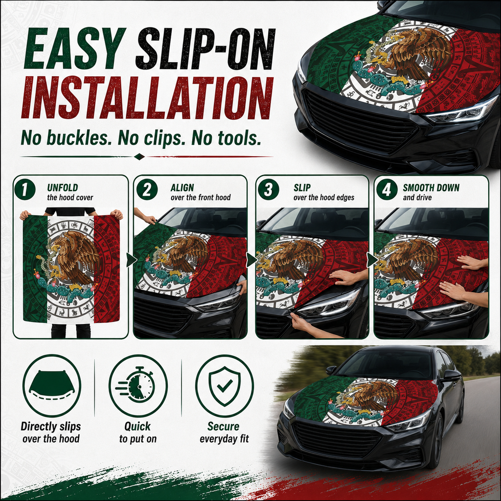 Mexican Flag Aztec Hood Cover