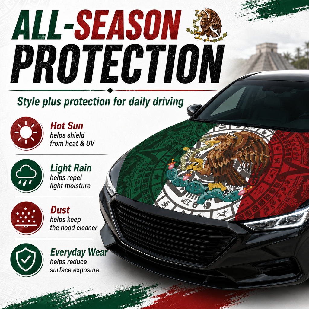 Mexican Flag Aztec Hood Cover