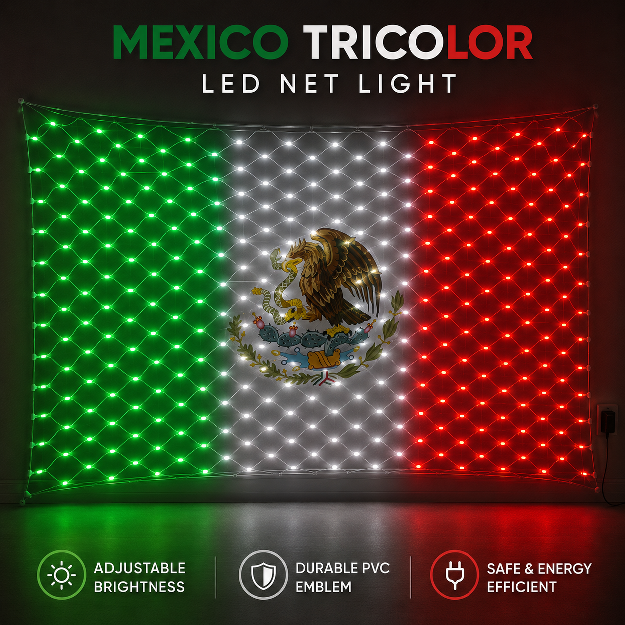 Mexico Tricolor LED Flag Lights