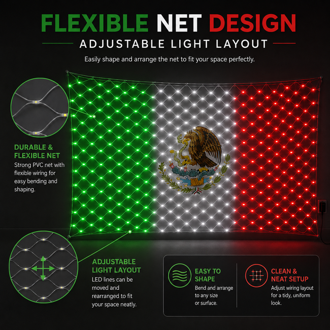Luces LED de bandera tricolor de M�xico Main Image