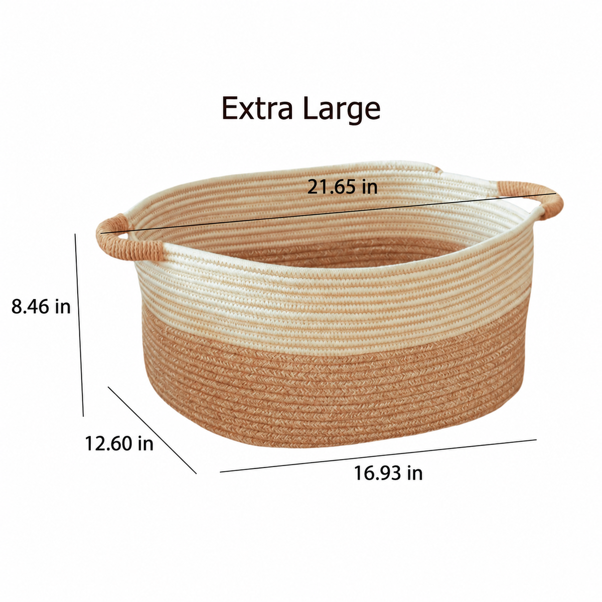 Woven Rope Storage Basket with Handles – Large Pantry, Bathroom & Home Organizer-091606-cc