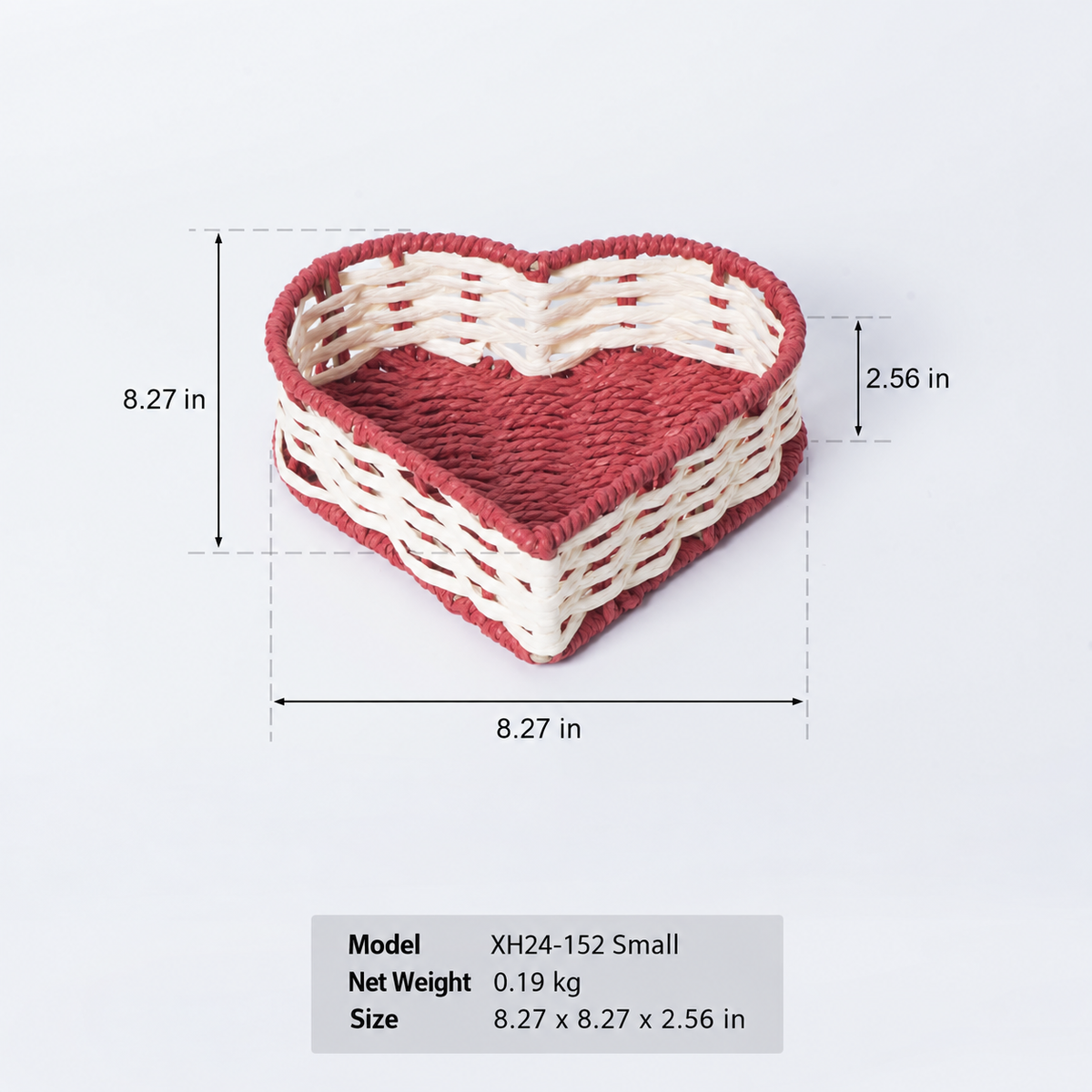 Heart-Shaped Woven Storage Basket Set – Decorative Tray for Jewelry, Gifts & Home Organization-091614-cc