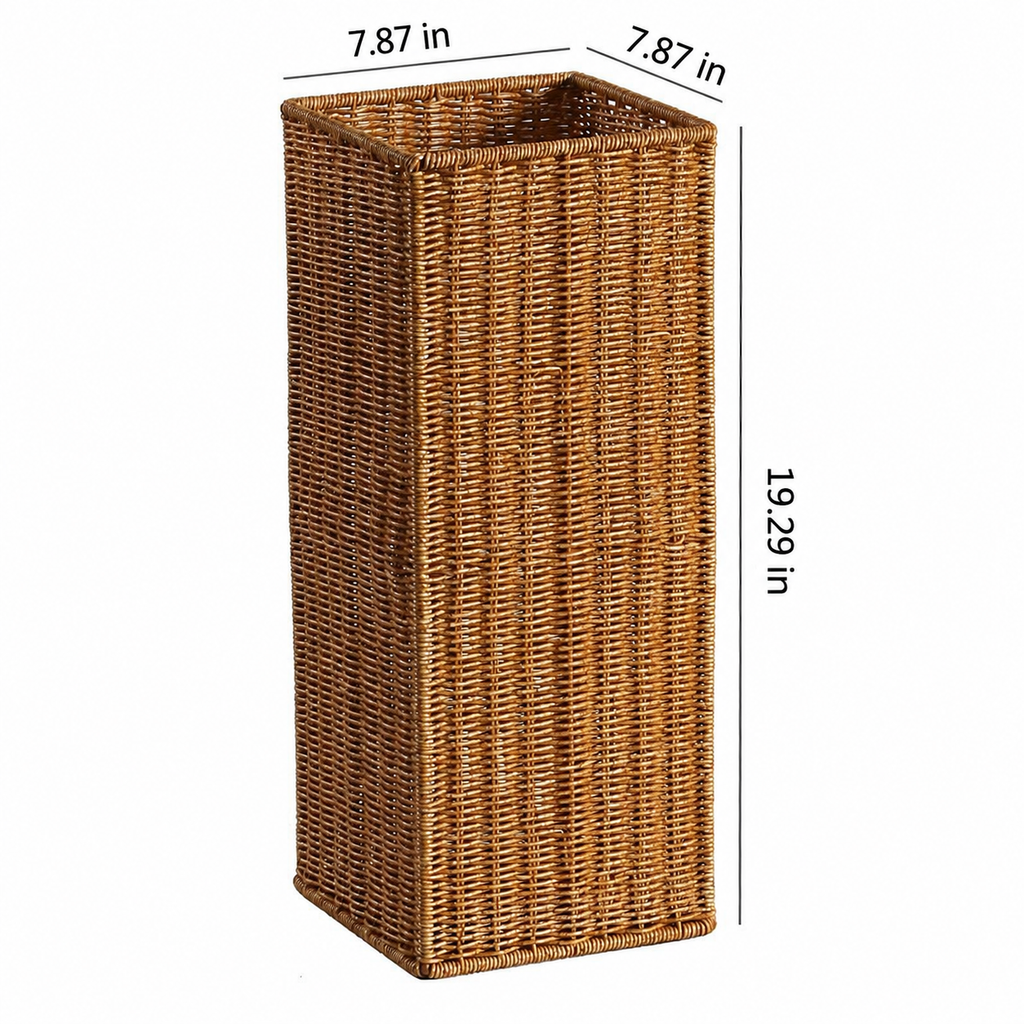 Woven Umbrella Stand with Side Pocket – Tall Entryway Organizer for Long & Folding Umbrellas-091616-cc