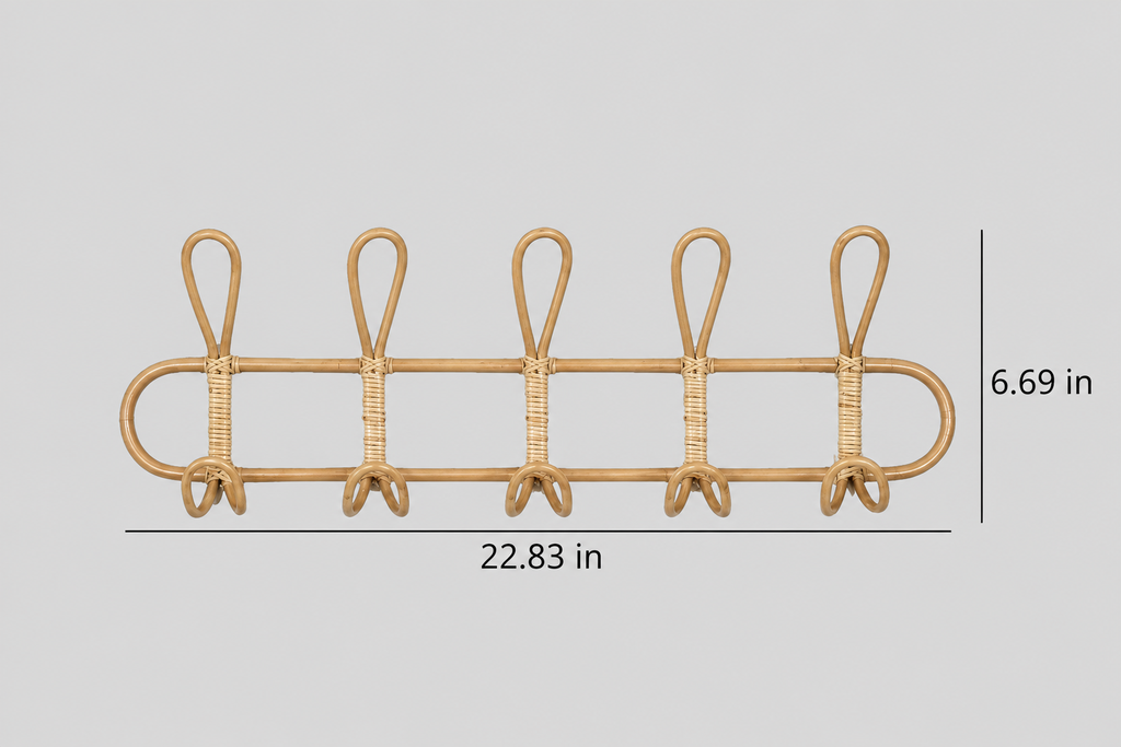 Woven Wall Hook Rack – Decorative Entryway Coat Hanger for Hats, Bags, Towels & Clothes-091620-cc