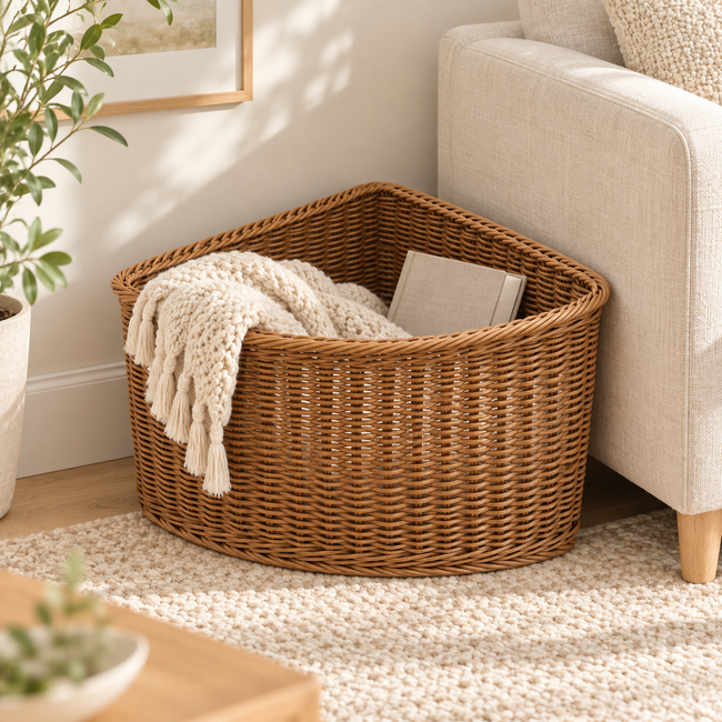 Woven Open Front Storage Basket – Decorative Organizer Bin for Shelves, Closet, Bathroom, Bedroom & Living Room-cc-091713 Hover Image