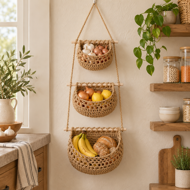 Cesta de frutas colgante de algod�n Hover Image