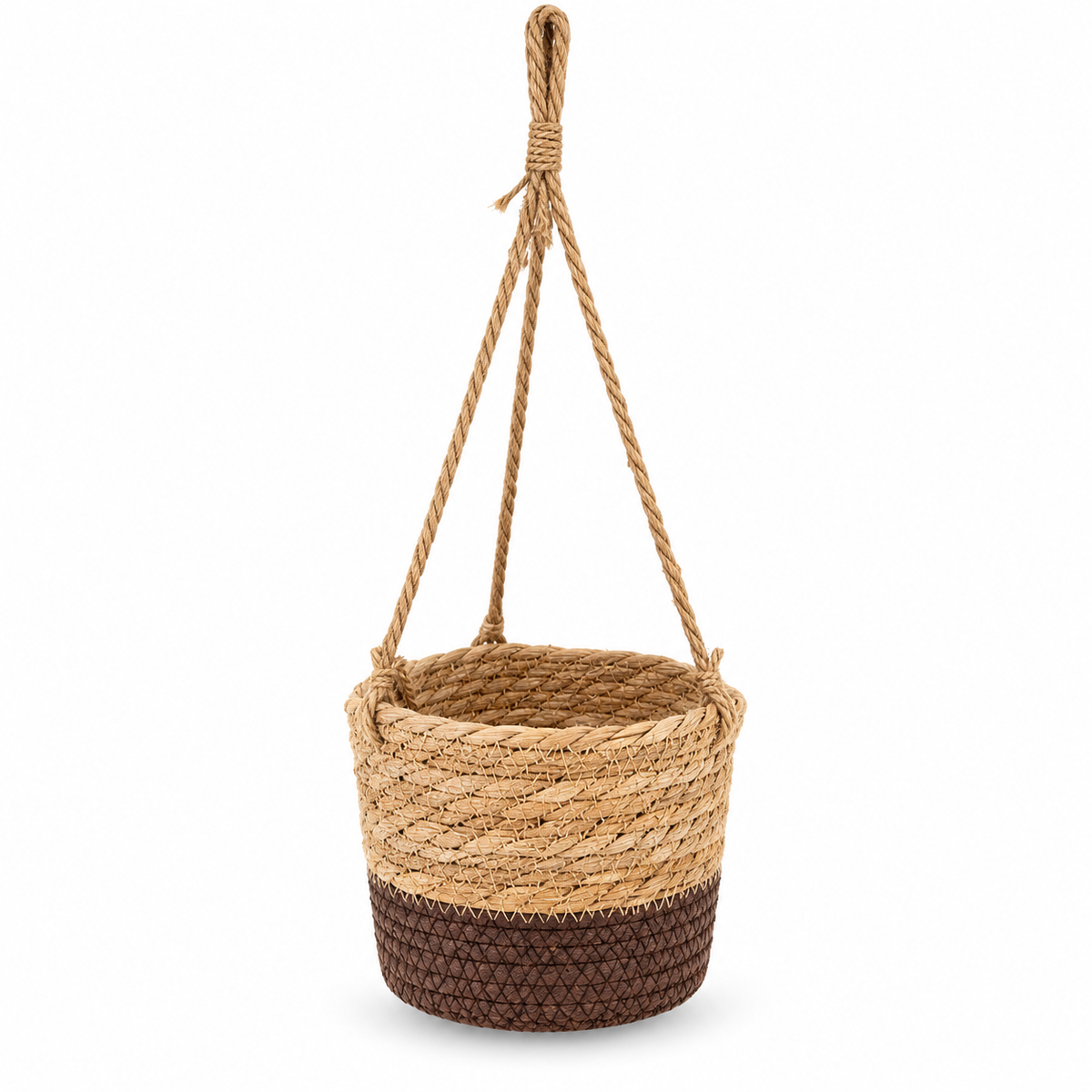 Woven Hanging Planter Basket with Rope – Boho Plant Holder for Indoor Plants, Flowers & Home Decor-cc-092406