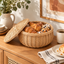 Wicker Bread & Fruit Basket with Lid – Round Rattan Storage Basket for Kitchen Countertop & Dining Table-cc-092407