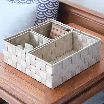 Woven Wicker Drawer Organizer Basket with Dividers