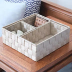 Woven Wicker Drawer Organizer Basket with Dividers