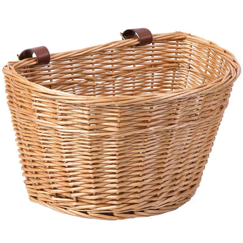 Hand-woven rattan front bicycle basket-sturdy and attractive