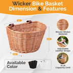 Hand-woven rattan front bicycle basket-sturdy and attractive