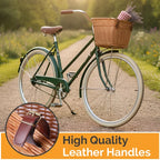 Hand-woven rattan front bicycle basket-sturdy and attractive