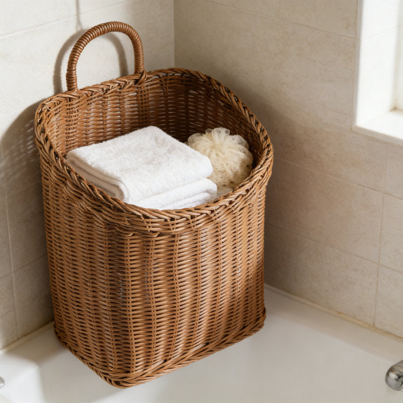 Cesta colgante tejida hecha a mano para decoraci�n de paredes y puertas