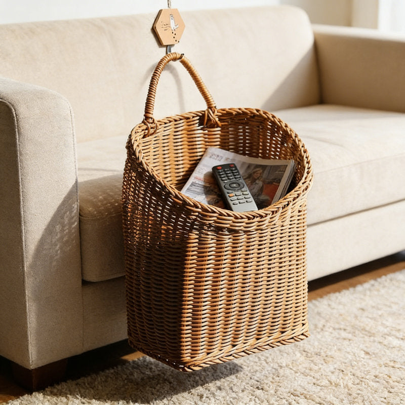Cesta colgante tejida hecha a mano para decoraci�n de paredes y puertas