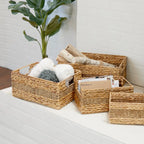 Farmhouse Boho Handwoven Seagrass Organizer Bins Pack of 4