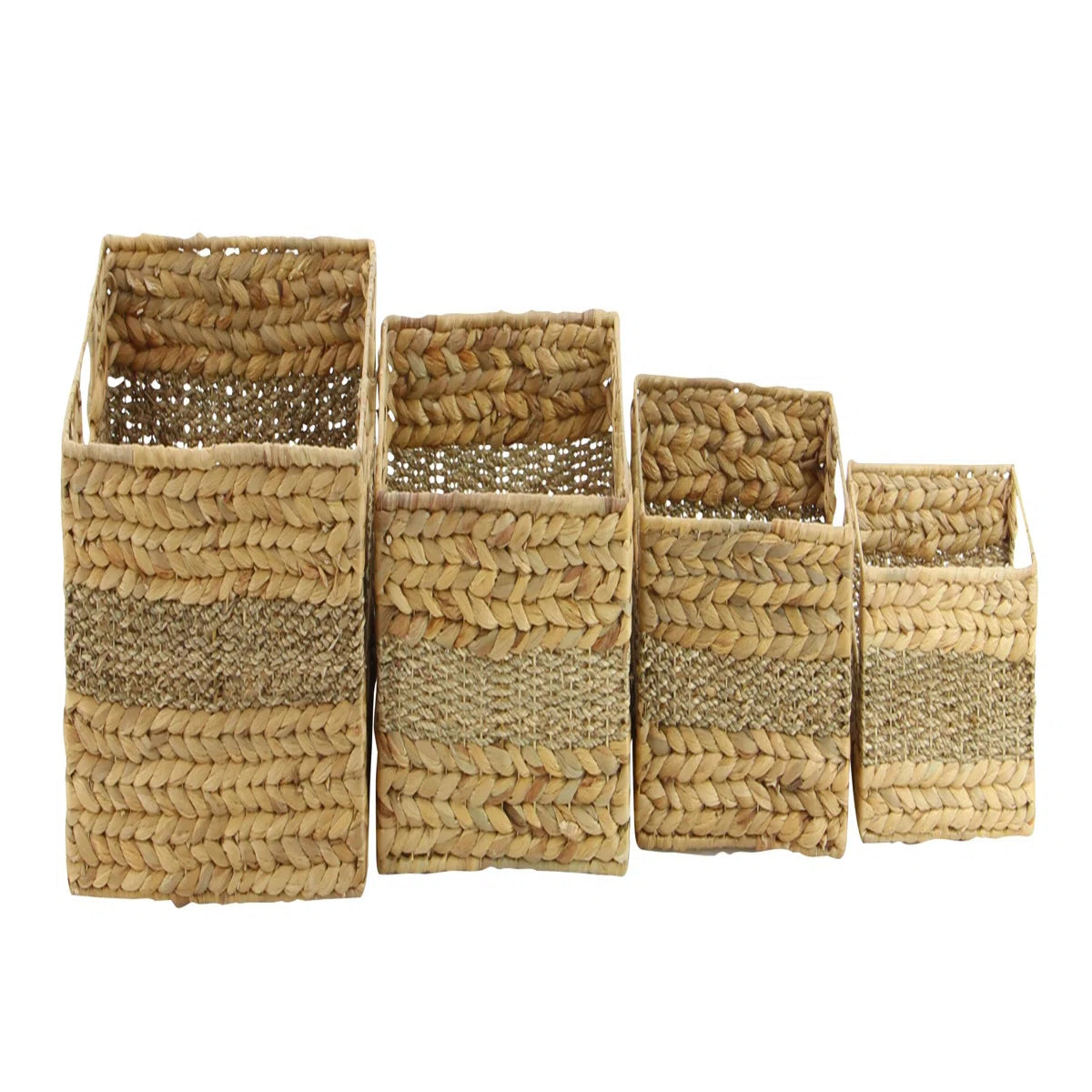 Farmhouse Boho Handwoven Seagrass Organizer Bins Pack of 4