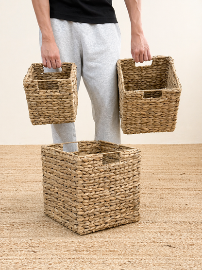 Natural Handwoven Water Hyacinth Storage Basket