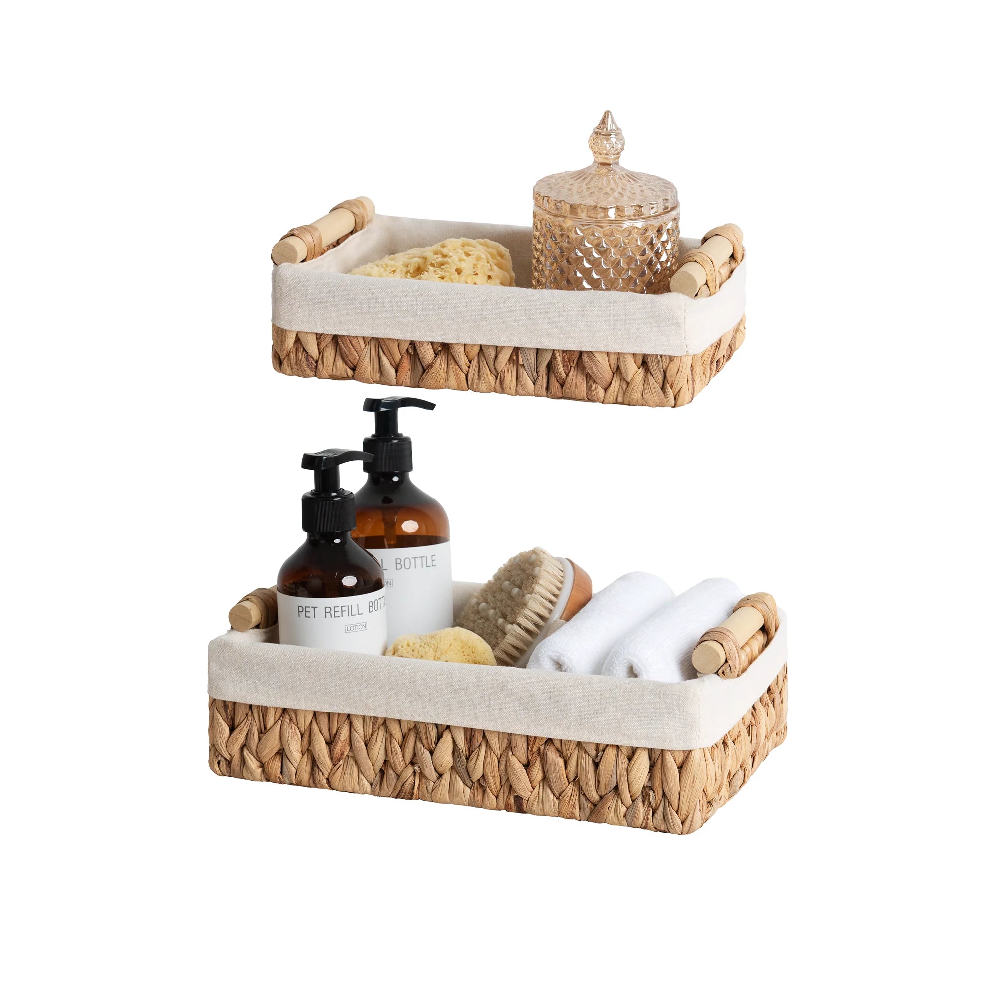 Small Water Hyacinth Baskets with Cotton Liner