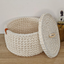Crochet basket | Round basket with Lid | Bathroom organizer for storing