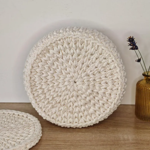 Crochet basket | Round basket with Lid | Bathroom organizer for storing
