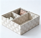 Woven Wicker Drawer Organizer Basket with Dividers
