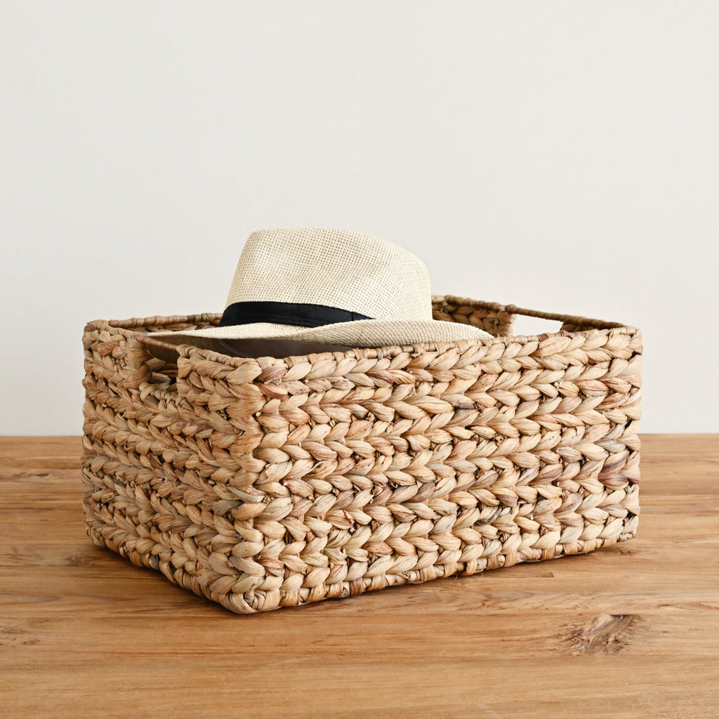 Natural Handwoven Water Hyacinth Storage Basket