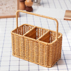 Woven Caddy Organizer with Handle – Divided Storage Basket for Desk, Kitchen & Home-091610-cc