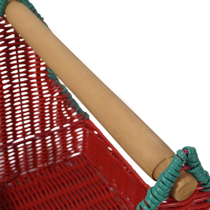 Christmas Tree Woven Gift Basket with Wooden Handle – Holiday Candy, Treat & Gift Storage Caddy－091624-cc
