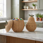 Pear Shaped Woven Storage Basket with Lid, Decorative Fruit Basket for Toys, Laundry & Home Organization-cc-091811